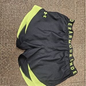 Under Armour Black and Lime Green Athletic Shorts